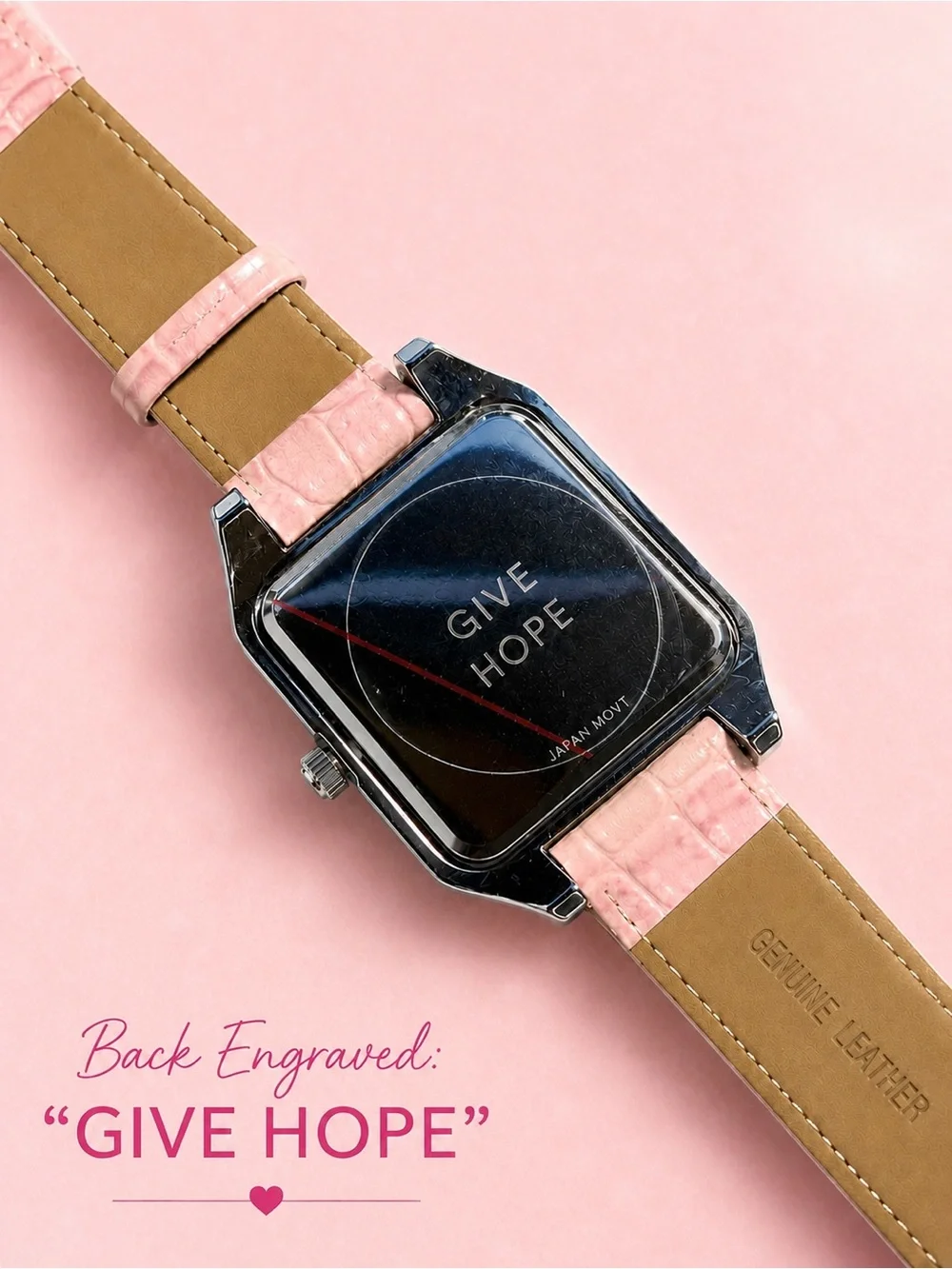 White House Black Market Pink and Silver Breast Cancer Watch with Rhinestones